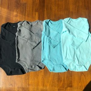 Primary Baby Long Sleeve Bodysuits 6-9 Bundle of 4